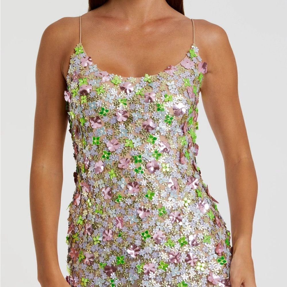 MAC DUGGAL 6153 Multicolor Sleeveless Floral Paillette Embellished Mesh Gown - Picture 5 of 15